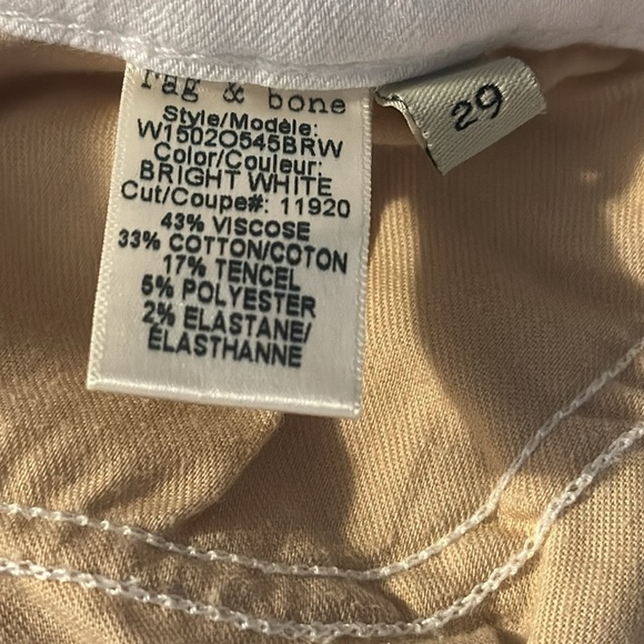 Women’s Rag & Bone White Denim Mid Rise Full Length Skinny Jeans Size 29 - Picture 10 of 10